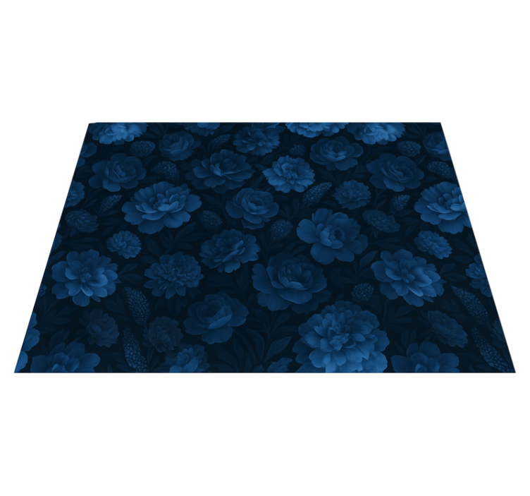 Tapis vinyle chambre motif floral bleu nuit mystérieux - TenStickers