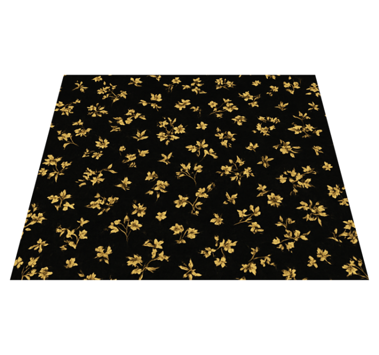 Tapis vinyle chambre fond sombre avec fleurs dorées - TenStickers