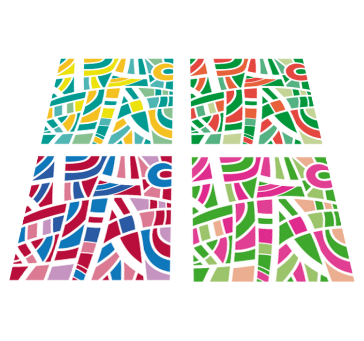 Tapis vinyle géométrique carreaux multicolores - TenStickers