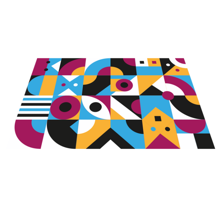 Tapis vinyle géométrique formes géométriques colorées - TenStickers