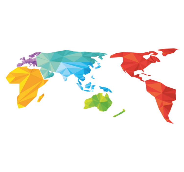 Tapis vinyle géométrique carte du monde colorée - TenStickers