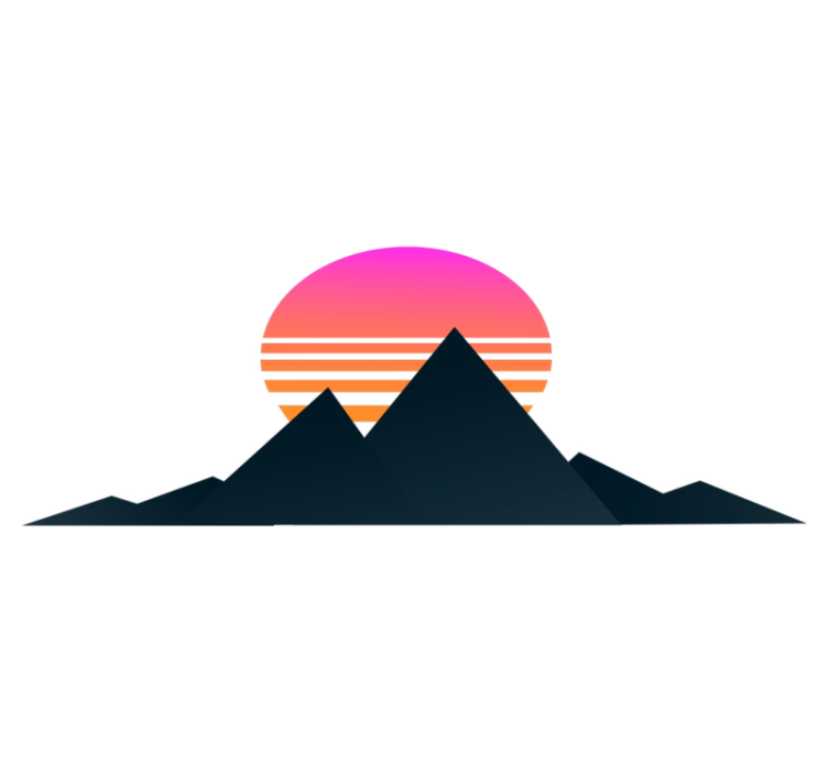 Tapis vinyle géométrique coucher de soleil en montagne - TenStickers