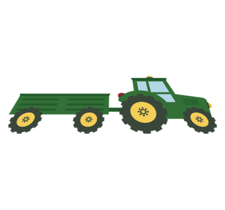 Tapis vinyle pour enfants tracteur vert et wagon - TenStickers