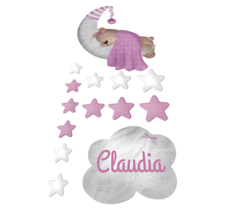 Tapis vinyle pour enfants ours endormi nuage personnalisé - TenStickers