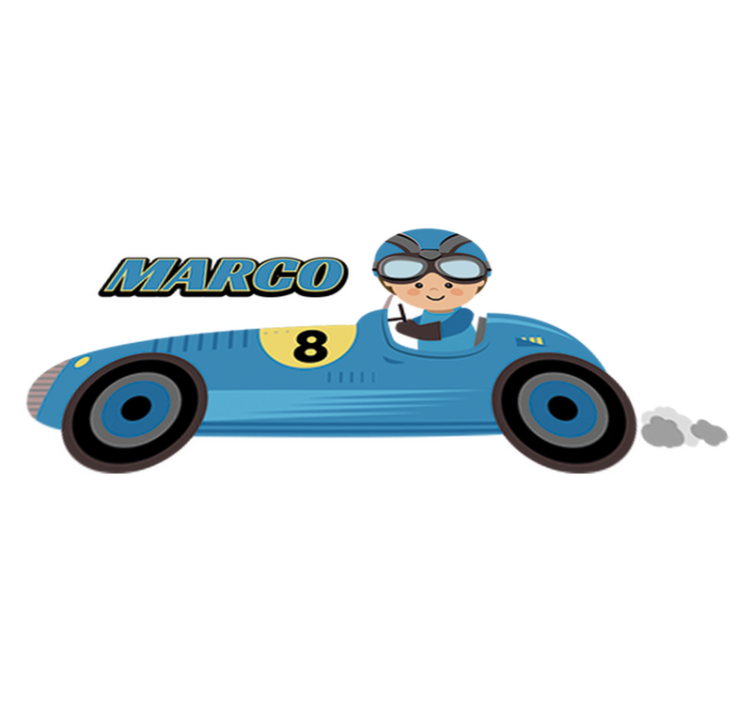 Tapis vinyle pour enfants voiture f1 avec nom - TenStickers