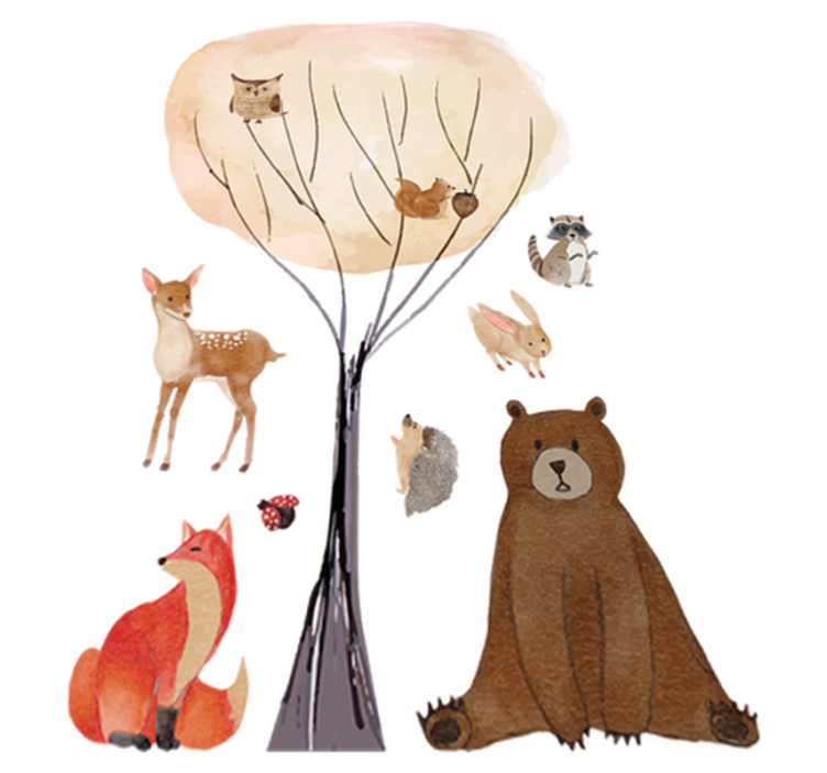 Tapis vinyle pour enfants animaux de la forêt et arbre - TenStickers