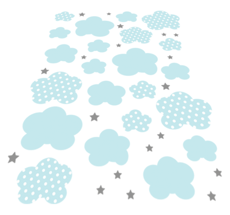 Tapis vinyle pour enfants nuages bleus et étoiles grises - TenStickers