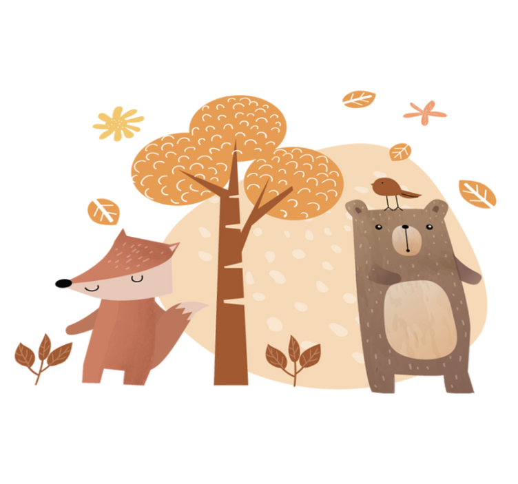 Tapis vinyle pour enfants animaux et arbre - TenStickers
