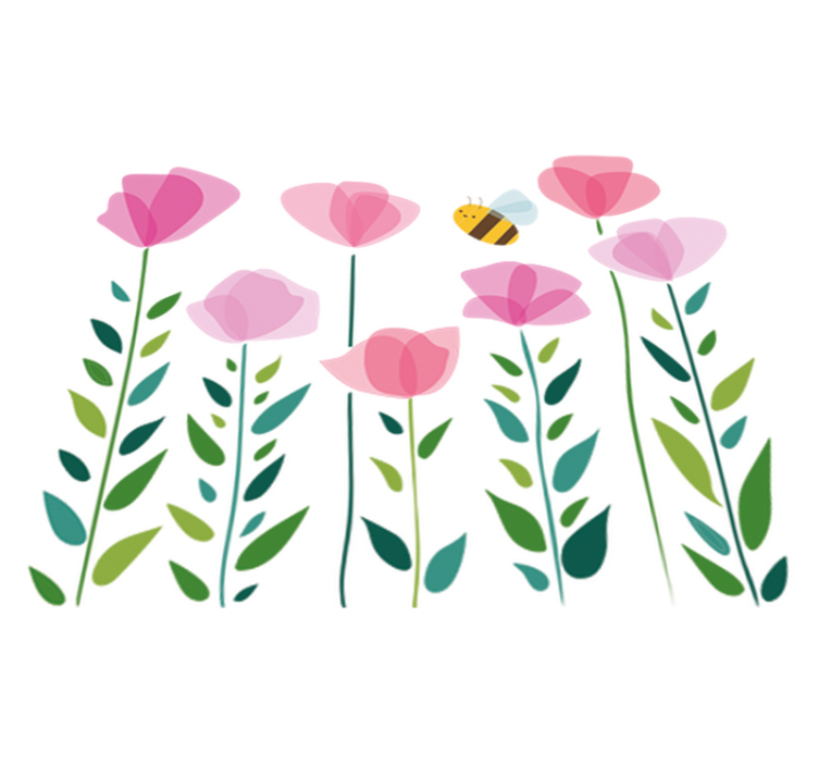 Tapis vinyle pour enfants fleurs roses et abeille - TenStickers