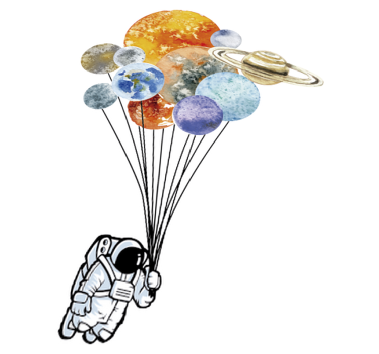 Tapis vinyle pour enfants astronaute avec ballons colorés - TenStickers
