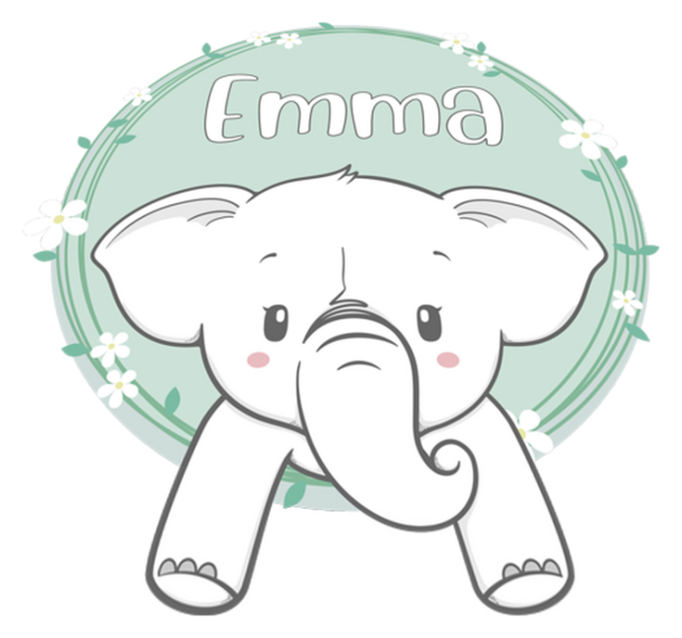 Tapis vinyle pour enfants éléphant avec prénom - TenStickers