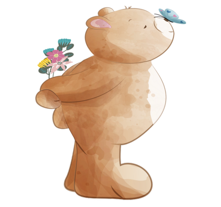 Tapis vinyle pour enfants autocollant ours et papillon - TenStickers