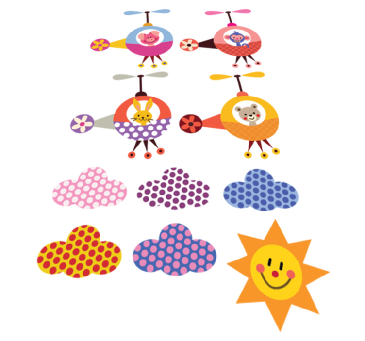 Tapis vinyle pour enfants animaux hélicoptère - TenStickers