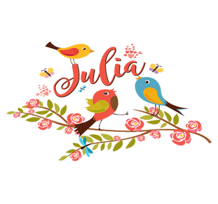 Tapis vinyle pour enfants oiseaux de printemps avec nom - TenStickers