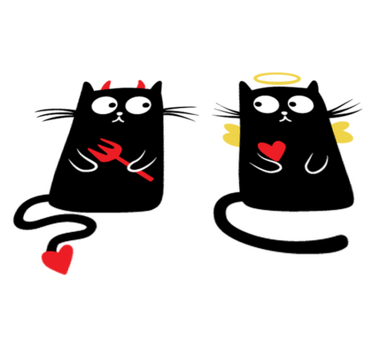 Tapis vinyle pour enfants chat bon et mauvais - TenStickers