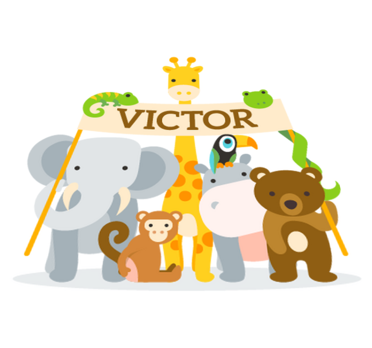 Tapis vinyle pour enfants animaux accueillants avec nom - TenStickers