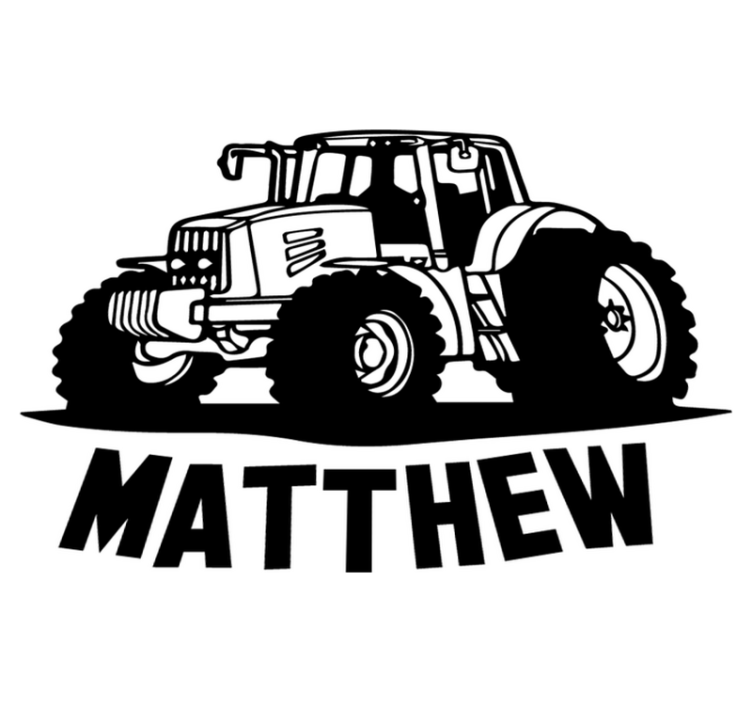 Tapis vinyle pour enfants silhouette de tracteur avec nom - TenStickers