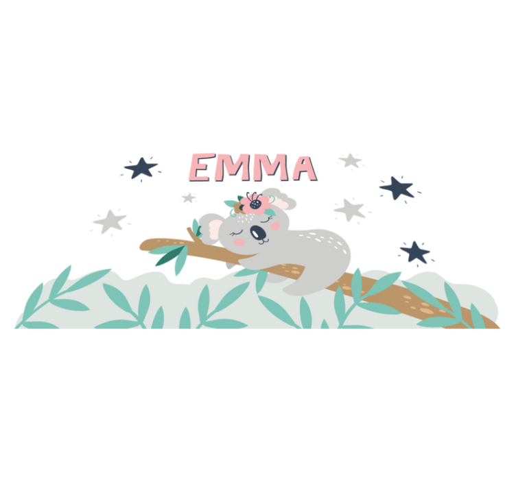 Tapis vinyle pour enfants koala mignon avec prénom - TenStickers