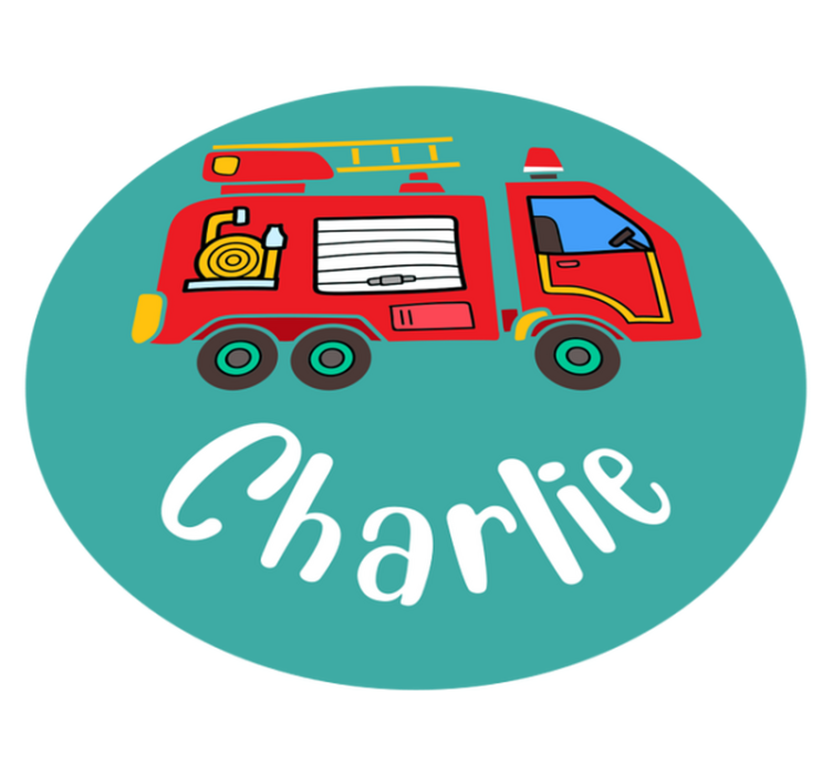 Tapis vinyle pour enfants camion de pompier personnalisé - TenStickers