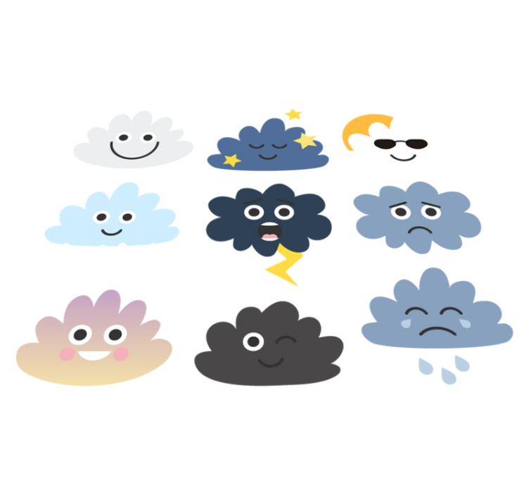 Tapis vinyle pour enfants visages de nuages - TenStickers