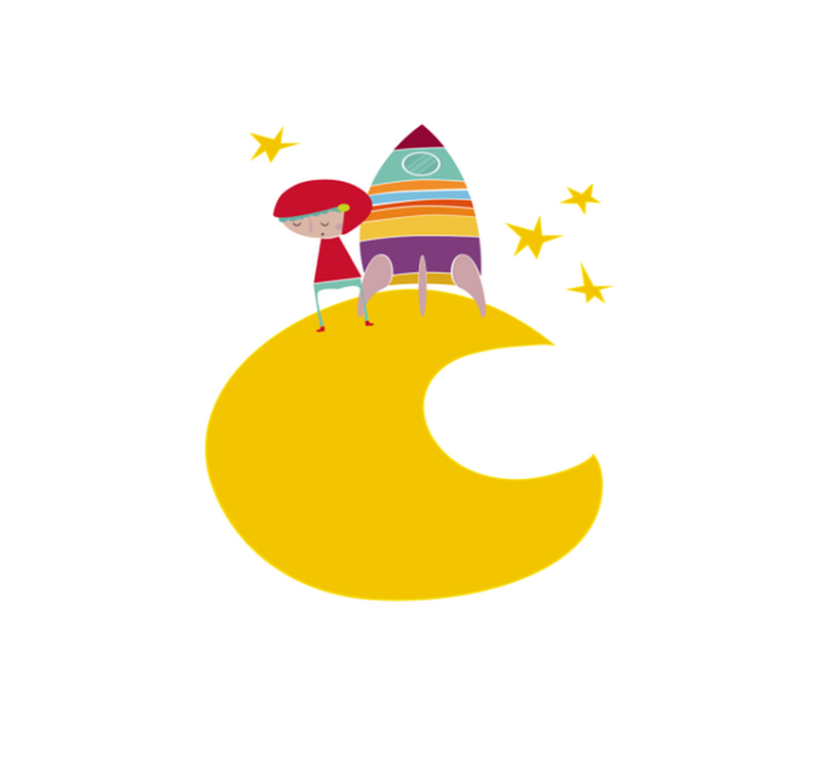 Tapis vinyle pour enfants fusée sur la lune - TenStickers