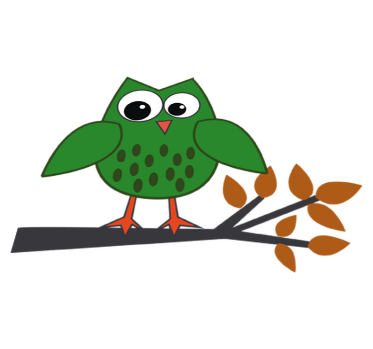 Tapis vinyle pour enfants hibou vert sur une branche - TenStickers