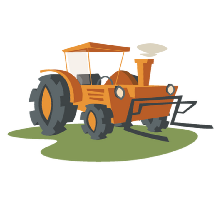 Tapis vinyle pour enfants tracteur orange - TenStickers