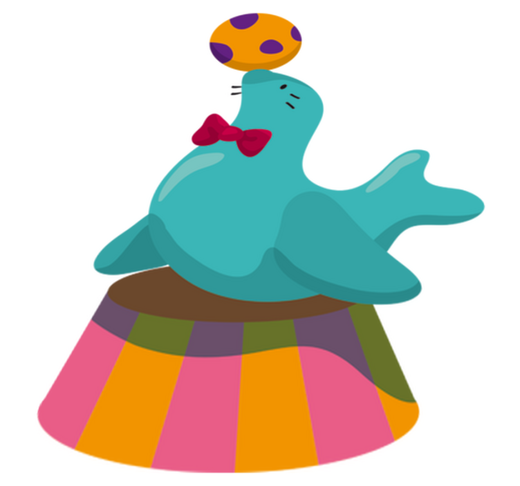 Tapis vinyle pour enfants avec un phoque de cirque - TenStickers