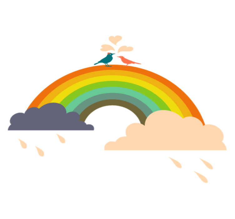 Tapis vinyle pour enfants oiseaux sur arc-en-ciel - TenStickers
