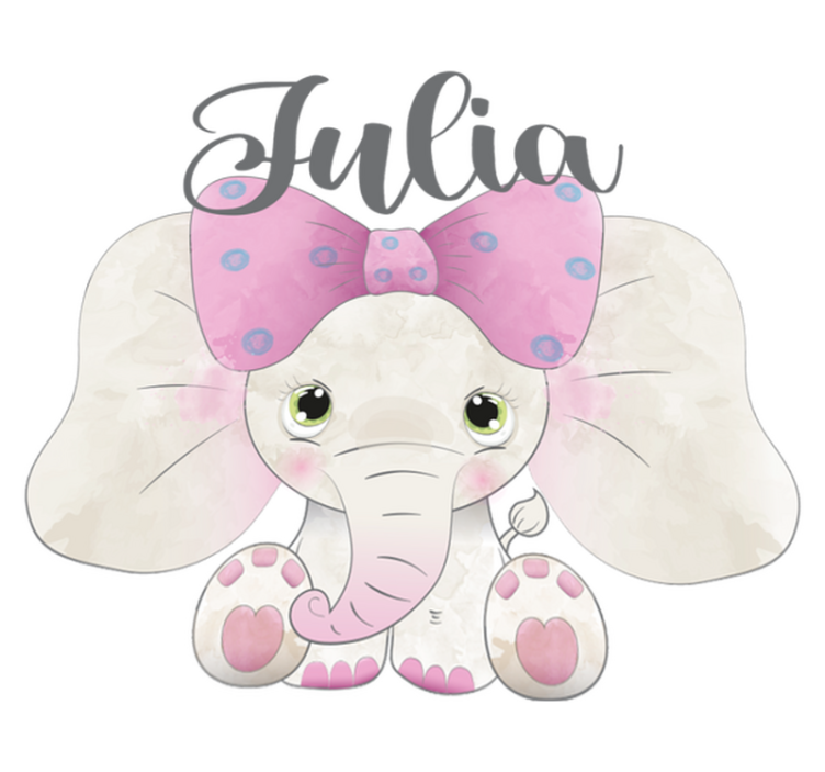 Tapis vinyle pour enfants éléphant avec bébé et prénom - TenStickers
