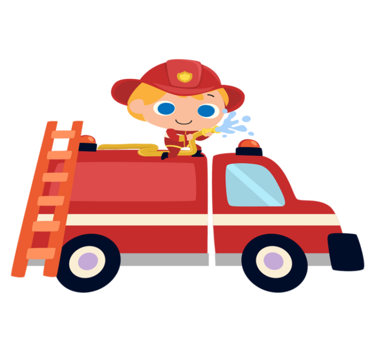 Tapis vinyle pour enfants voiture rouge pompier - TenStickers