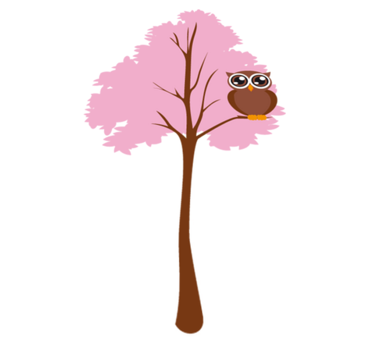 Tapis vinyle pour enfants arbre rose avec hibou - TenStickers