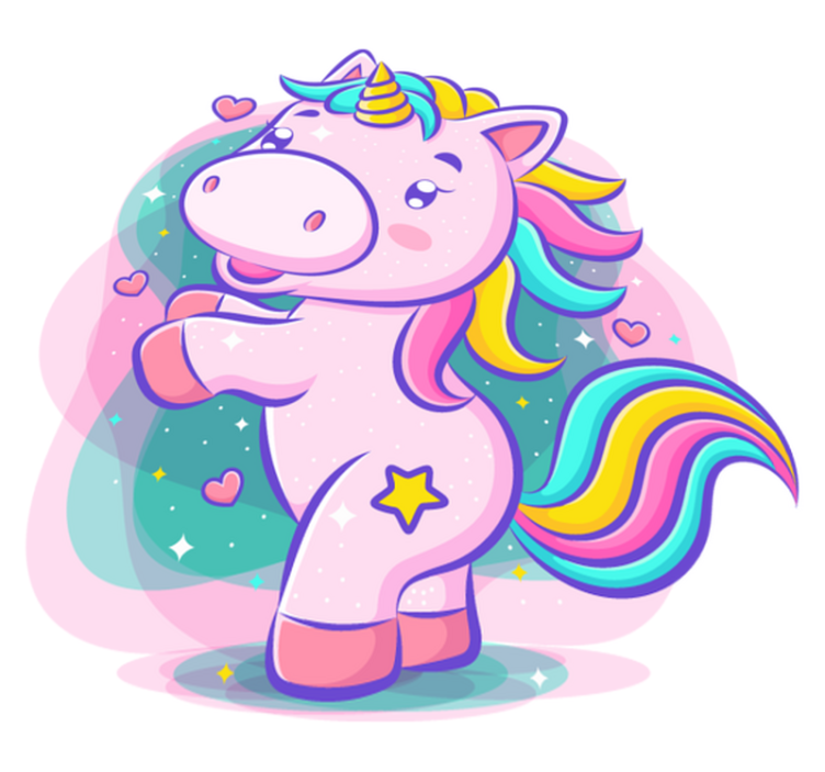 Tapis vinyle pour enfants licorne colorée souriante - TenStickers