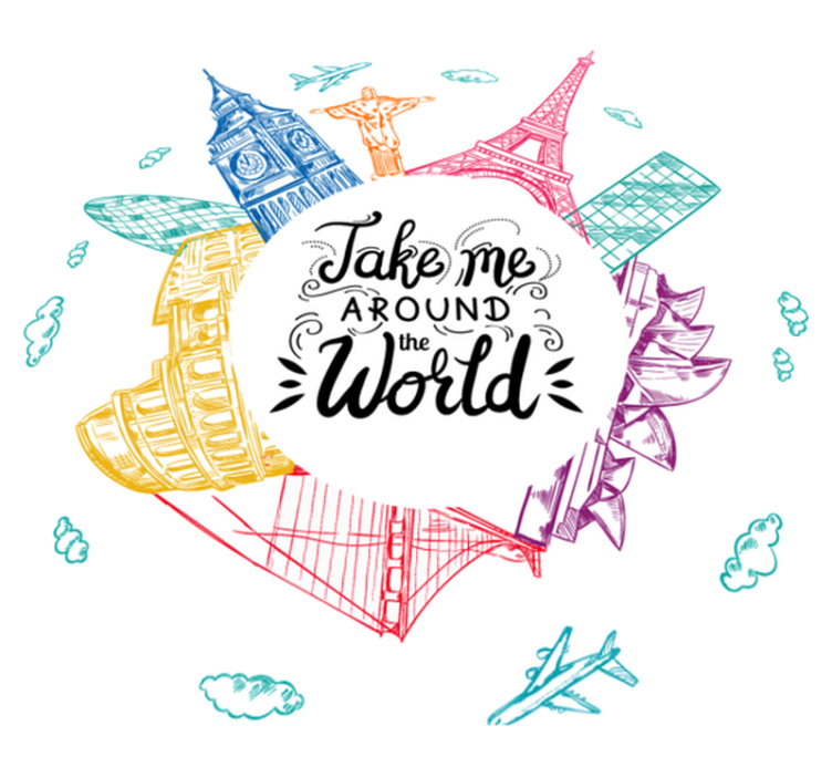 Tapis vinyle chambre trésors du monde entier - TenStickers