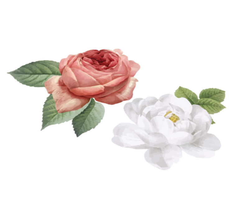 Tapis vinyle chambre roses blanches et roses - TenStickers