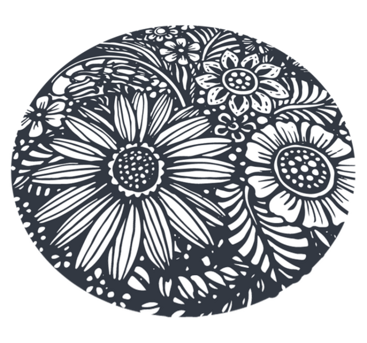 Tapis vinyle chambre design floral rond - TenStickers