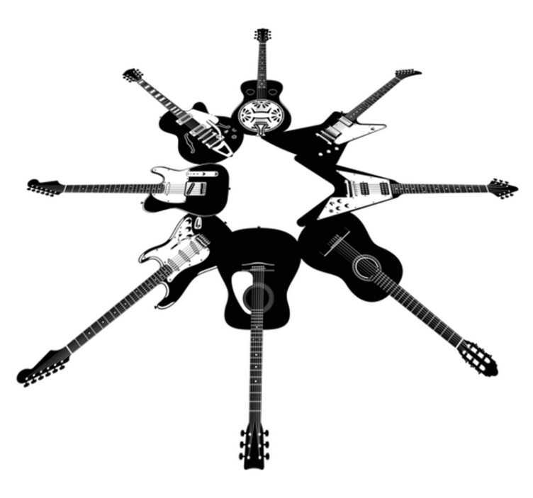 Tapis vinyle chambre guitares en cercle - TenStickers