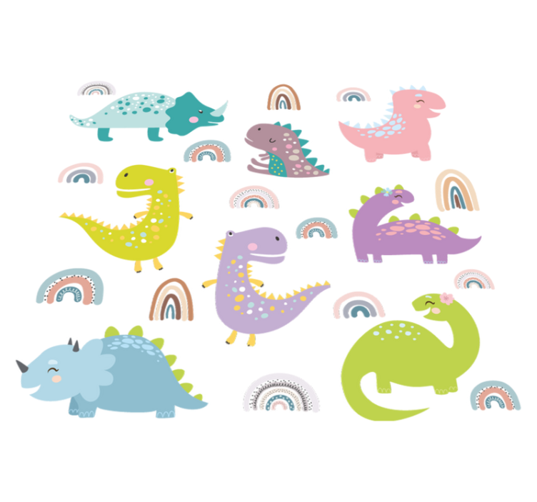 Tapis vinyle chambre dinosaures nordiques arc-en-ciel - TenStickers
