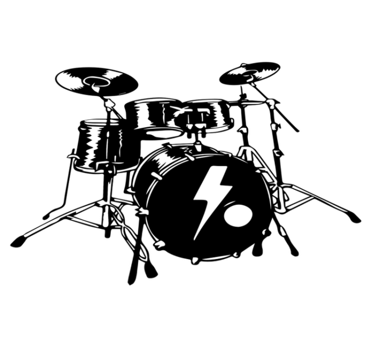 Tapis vinyle chambre batterie sur fond blanc - TenStickers