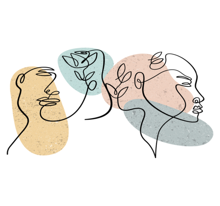 Tapis vinyle chambre visages de femmes en line art - TenStickers