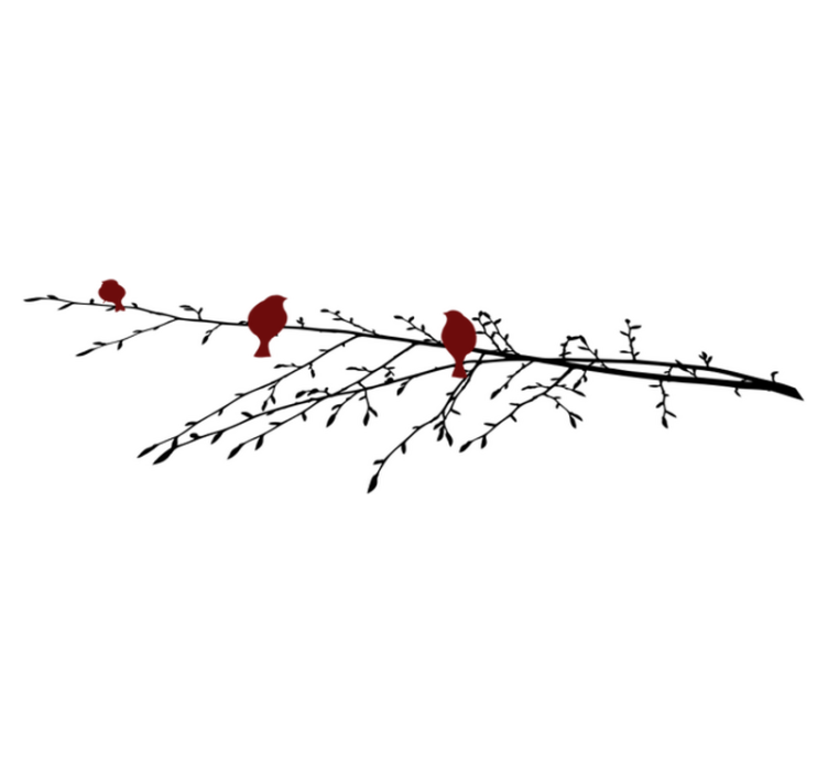 Tapis vinyle chambre oiseaux rouges sur branche - TenStickers
