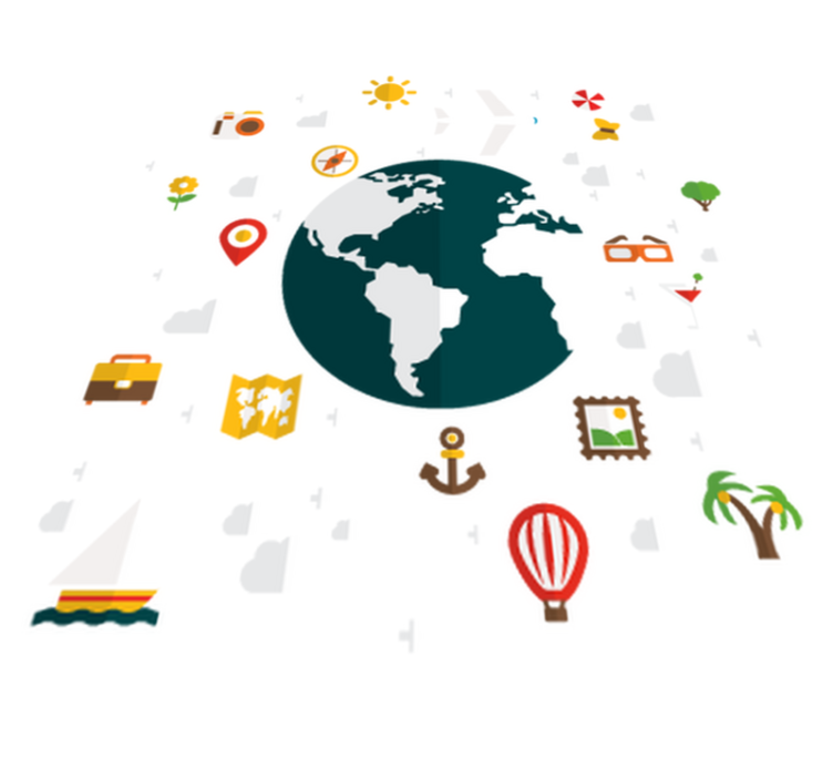 Tapis vinyle chambre monde en voyage - TenStickers