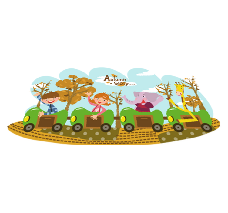 Tapis vinyle pour enfants train en automne - TenStickers