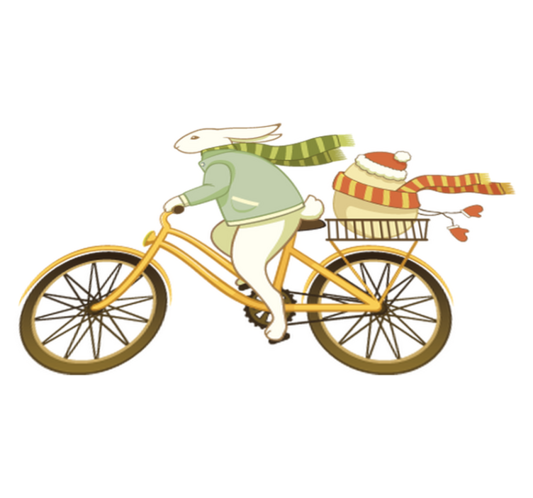 Tapis vinyle pour enfants lapin de pâques à vélo - TenStickers