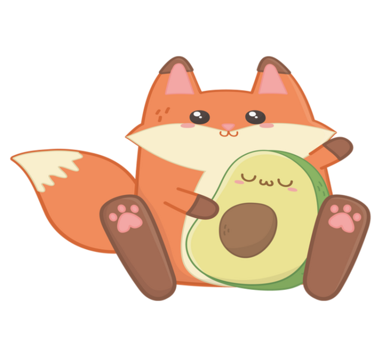 Tapis vinyle pour enfants renard kawaii avec avocat - TenStickers