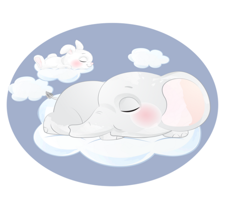 Tapis vinyle pour enfants éléphant et lapin sur nuage - TenStickers