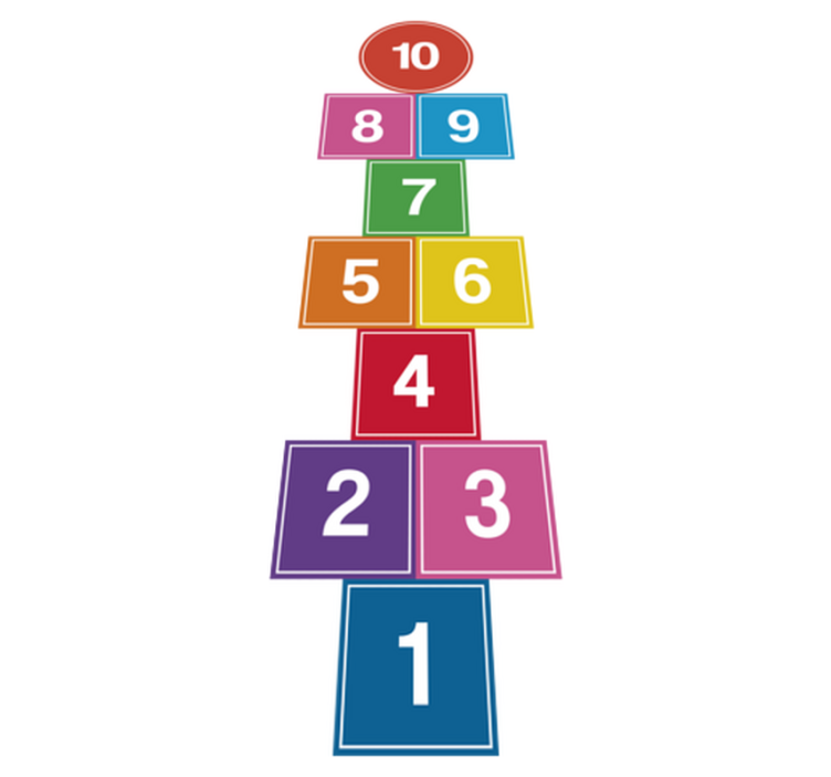 Tapis vinyle jeux échasses colorées - TenStickers