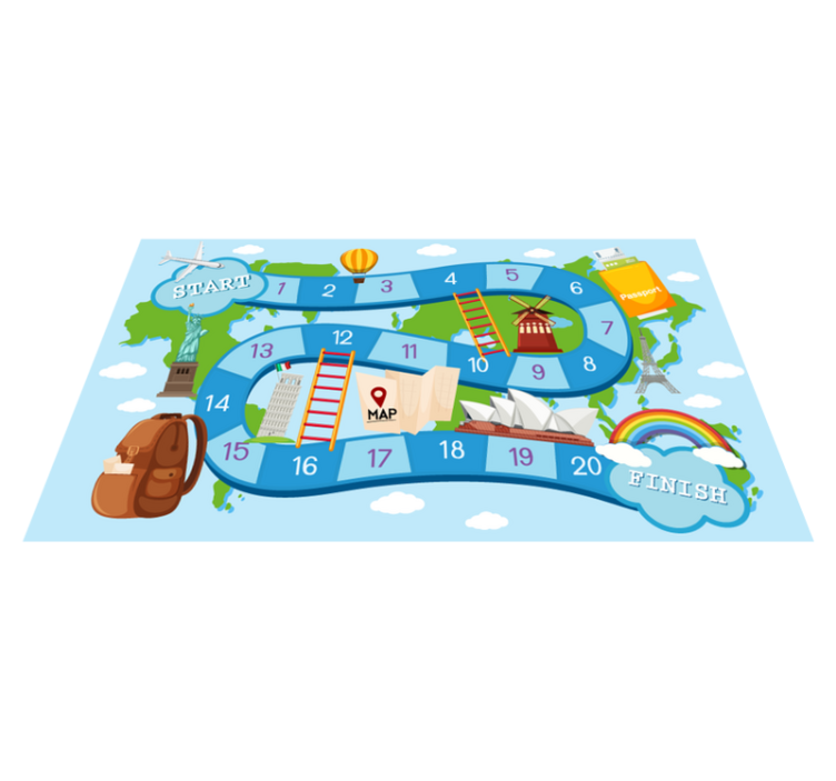 Tapis vinyle jeux autour du monde - TenStickers
