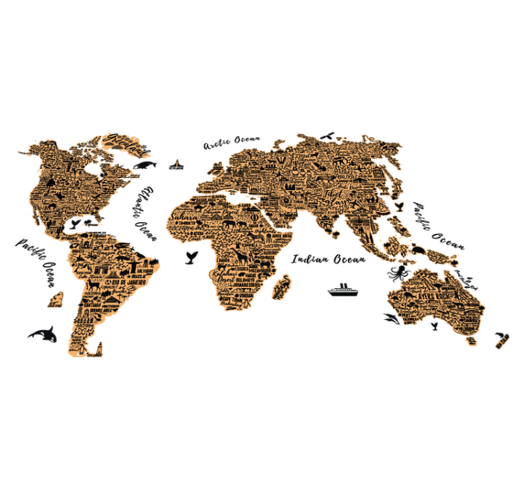 Tapis vinyle carte du monde avec textes personnalisés - TenStickers