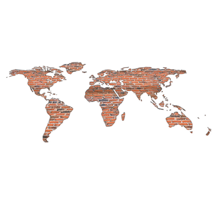 Tapis vinyle carte du monde en brique - TenStickers